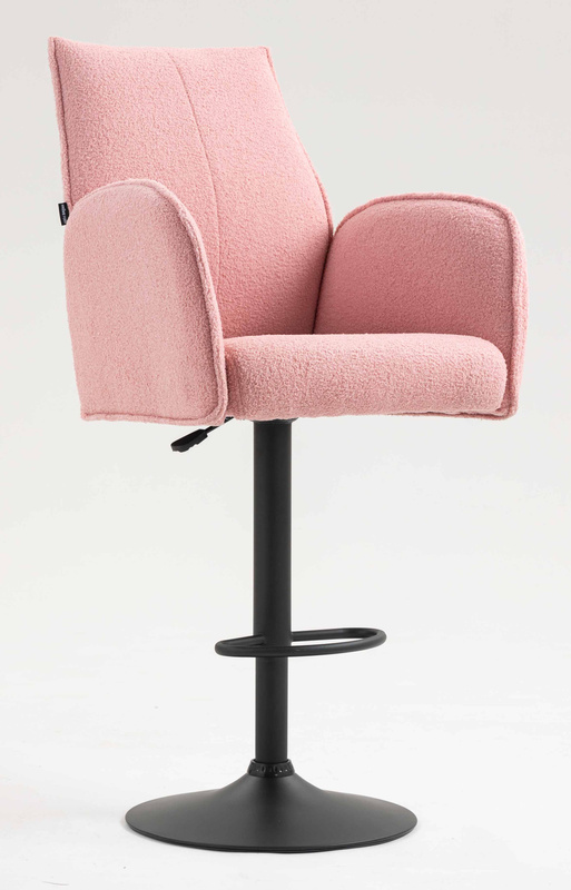 HR280W Púder Rózsaszín modern boucle szék fekete lábbal