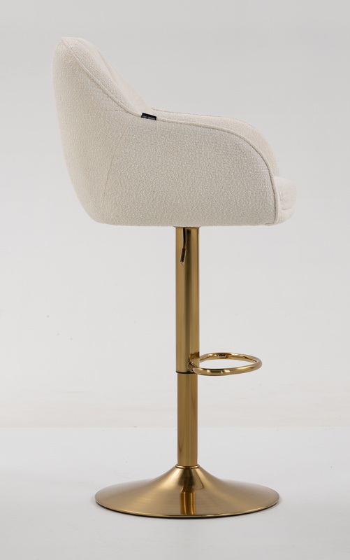 HR2055W Krémszínű Modern Boucle Szék Arany lábbal