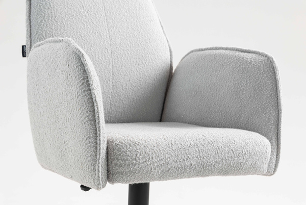 HR280W Szürke modern boucle szék fekete lábbal