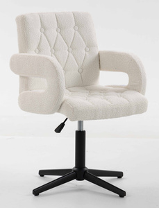 HR8404CROSS Krémszínű Boucle szék fekete lábbal