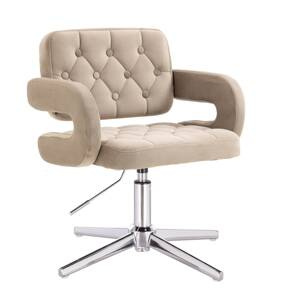 HR8403CROSS Latte modern velúr szék krómozott lábbal