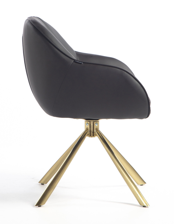 HR2055 CSILLAGLÁB Fekete Modern Műbőr Szék Aany lábbal