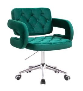 HR8403K Sötétzöld modern velúr szék krómozott lábbal