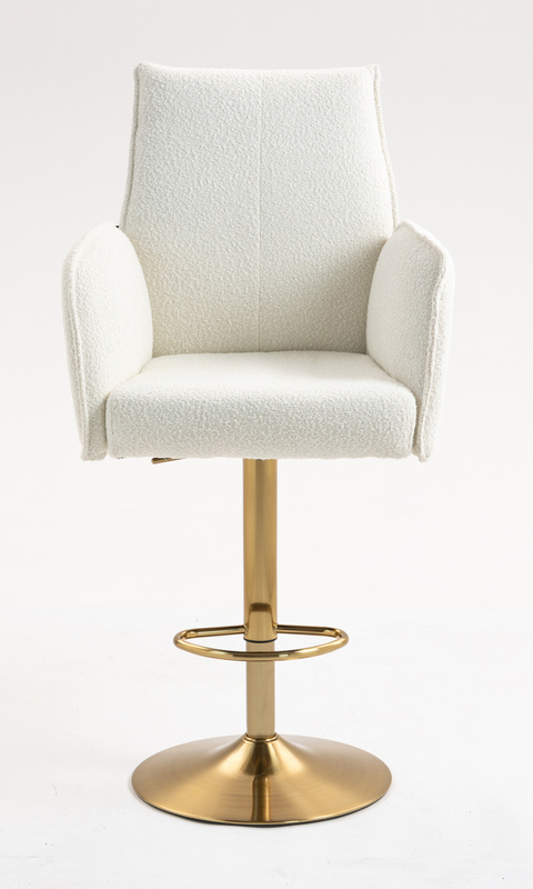 HR280W Krémszínű modern boucle szék arany lábbal