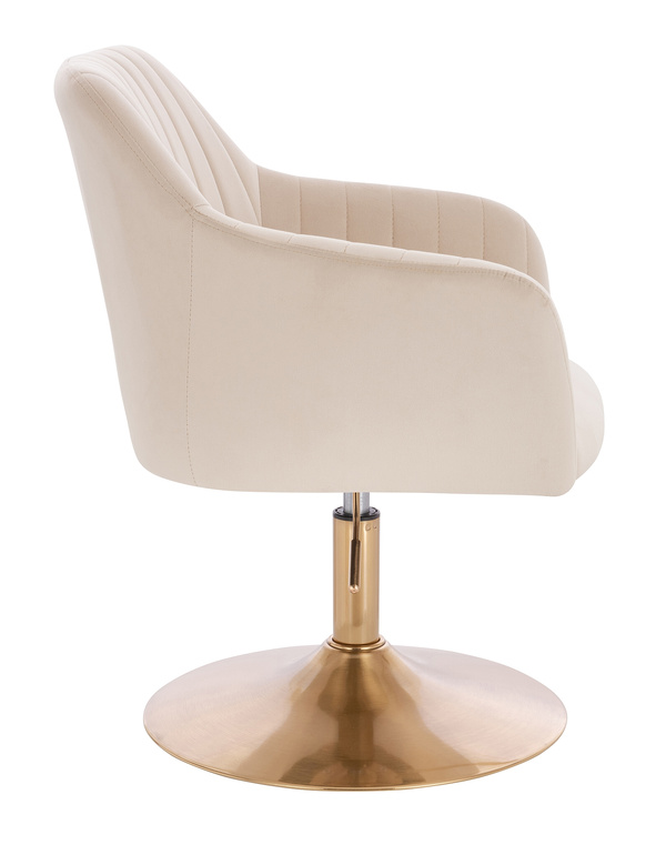 HR190N Krémszínű Modern Velúr Szék Arany lábbal