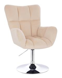 HR650N Krémszínű modern velúr szék krómozott lábbal