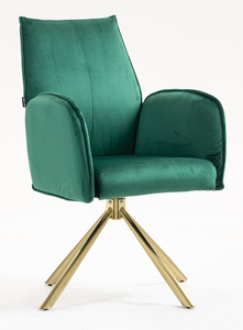 HR280 CSILLAGLÁB Sötétzöld Modern Velúr Szék Arany lábbal