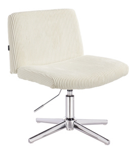 HR150CROSS Fehér Modern Kordbársony Szék Krómozott lábbal