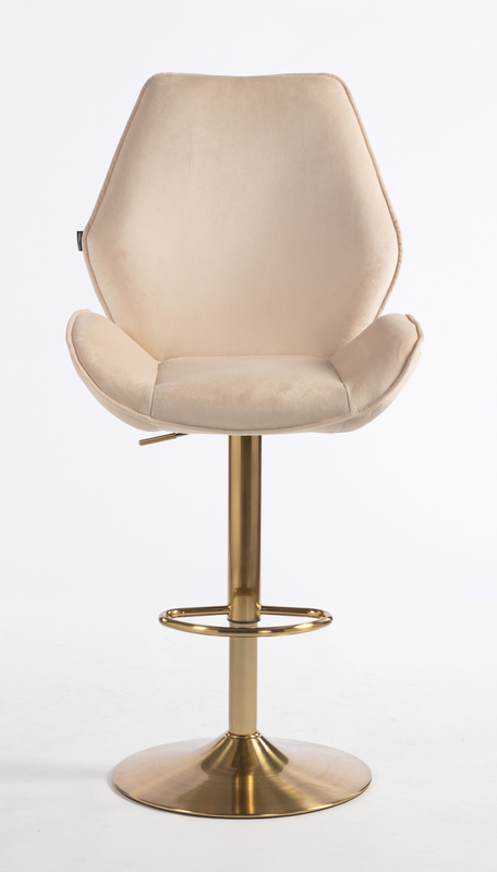 HR350W Krémszínű modern velúr szék arany lábbal