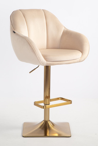 HR2055KW Krémszínű Modern Velúr Szék Arany lábbal