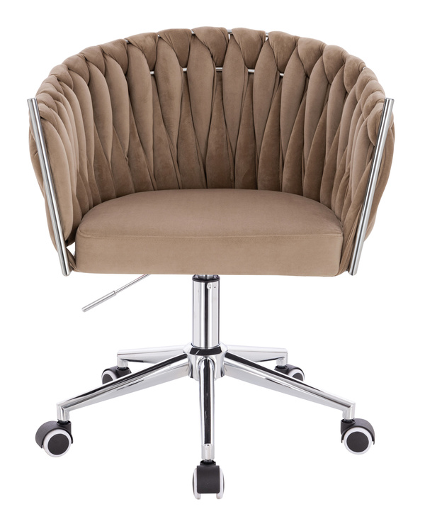 HR750K Latte Modern Velúr Szék Krómozott lábbal