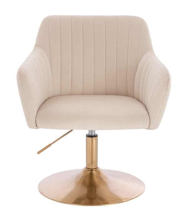 HR190N Krémszínű Modern Velúr Szék Arany lábbal