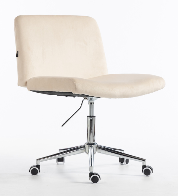 HR150K Krémszínű Modern Velúr Szék Krómozott lábbal