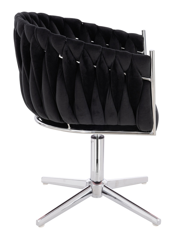 HR750CROSS Fekete Modern Velúr Szék Krómozott lábbal