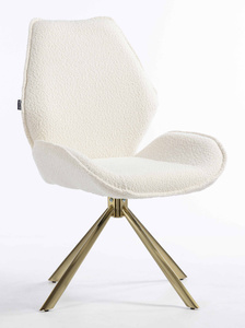 HR350 CSILLAGLÁB Krémszínű modern boucle szék arany lábbal