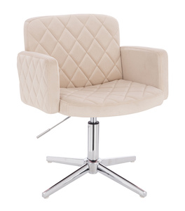 HR802CROSS Krémszínű Modern Velúr Szék Krómozott lábbal