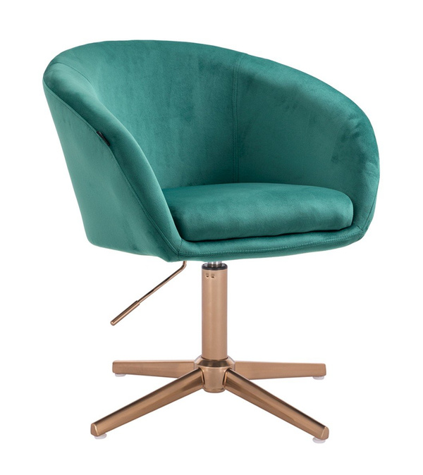 HR8326CROSS Sötétzöld modern velúr szék arany lábbal
