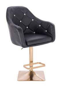 HC830KW Fekete modern műbőr szék arany lábbal