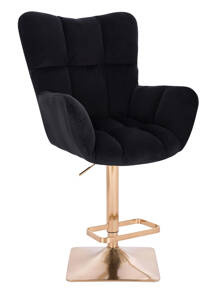 HR650KW Fekete modern velúr szék arany lábbal