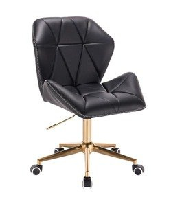 HR212K ZIC-ZAC Fekete modern műbőr szék arany lábbal