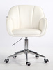HR2055K Fehér Modern Műbőr Szék Krómozott lábbal