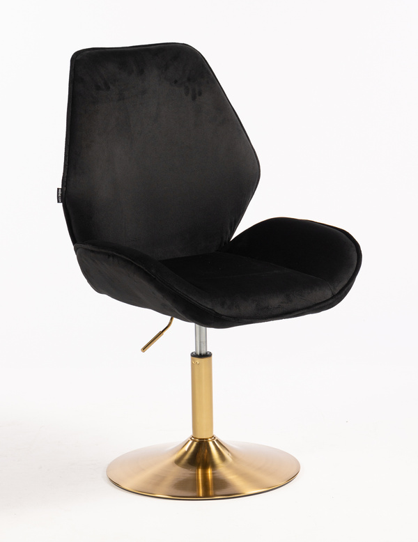 HR350N Fekete modern velúr szék arany lábbal
