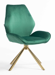 HR350 CSILLAGLÁB Sötétzöld modern velúr szék arany lábbal