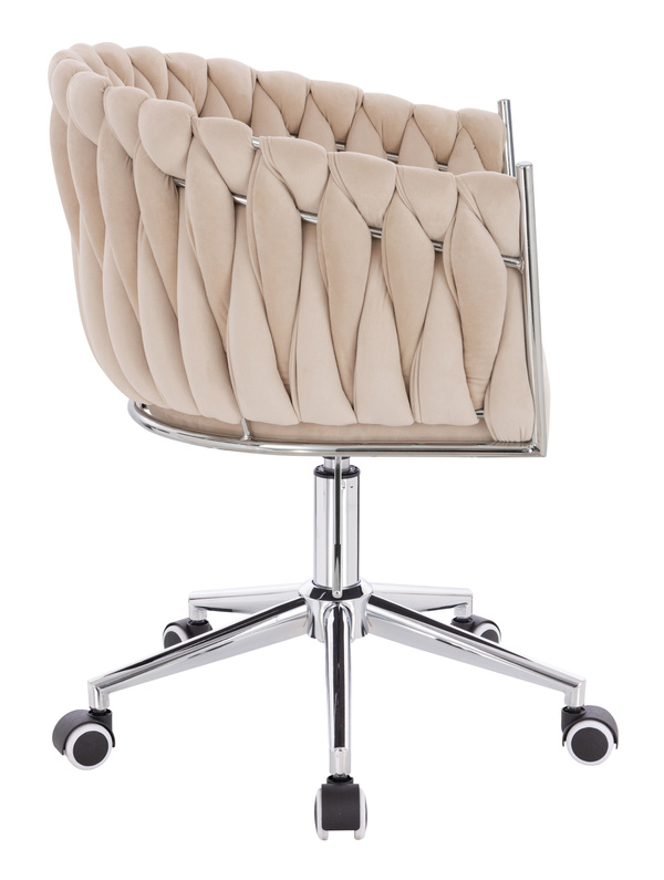 HR750K Krémszínű Modern Velúr Szék Krómozott lábbal