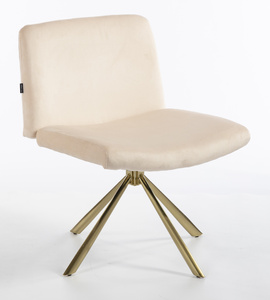 HR150 CSILLAGLÁB Krémszínű Modern Velúr Szék Arany lábbal