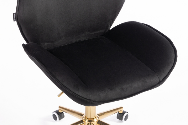 HR350K Fekete modern velúr szék arany lábbal