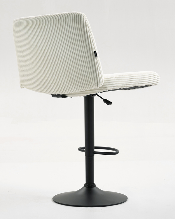 HR150W Fehér Modern Kordbársony Szék Fekete lábbal