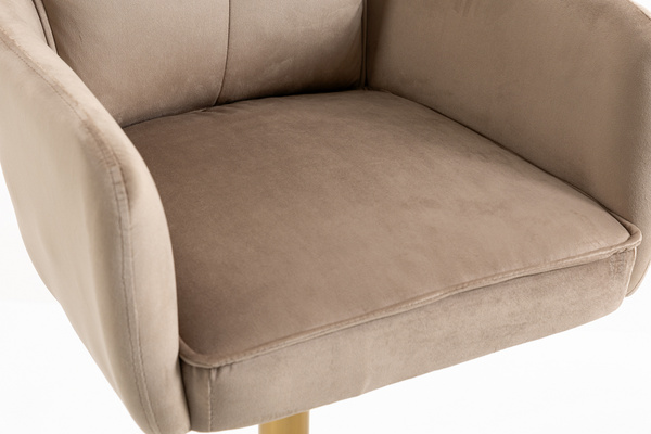 HR250W Latte modern velúr szék arany lábbal