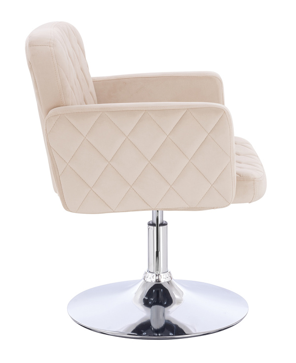 HR802N Krémszínű Modern Velúr Szék Krómozott lábbal