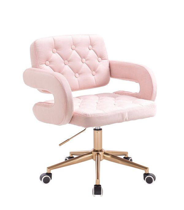 HR8403K Púderrózsaszín modern velúr szék arany lábbal