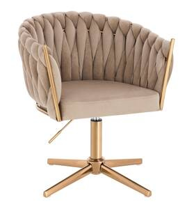HR750CROSS Latte Modern Velúr Szék Arany lábbal