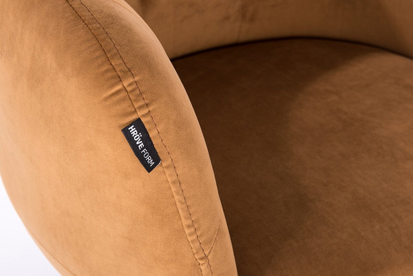 HR333CK Mézbarna modern velúr szék arany lábbal