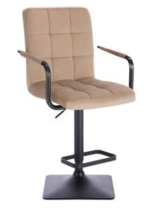 HC1015WP Négyzet Latte modern velúr szék fekete lábbal