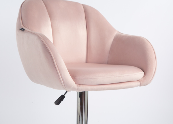 HR2055W Púder Rózsaszín Modern Velúr Szék Krómozott lábbal