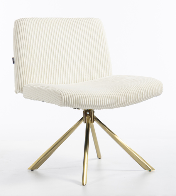 HR150 CSILLAGLÁB Fehér Modern Kordbársony Szék Arany lábbal