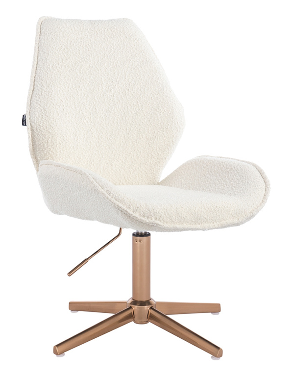 HR350CROSS Krémszínű boucle velúr szék arany lábbal