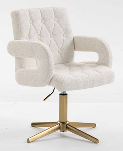 HR8404CROSS Krémszínű Boucle szék arany lábbal