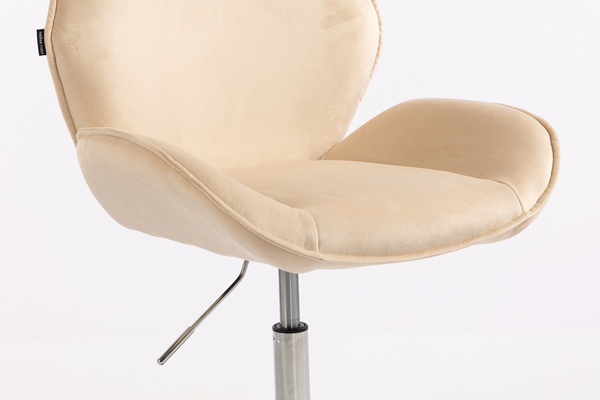 HR350N Krémszínű modern velúr szék krómozott lábbal