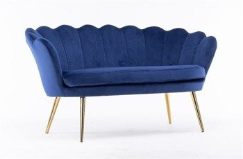 FREY Tengerkék modern velúr kanapé arany lábbal