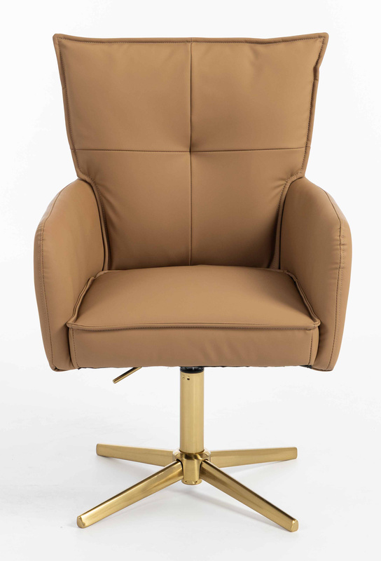 HR250CROSS Karamell Színű Prémium Soft Műbőr Szék Arany Lábbal