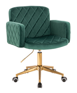 HR802K Sötétzöld Modern Velúr Szék Arany lábbal