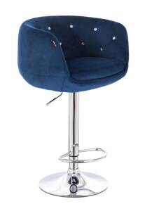 HR333CW Tengerkék modern velúr szék krómozott  lábbal