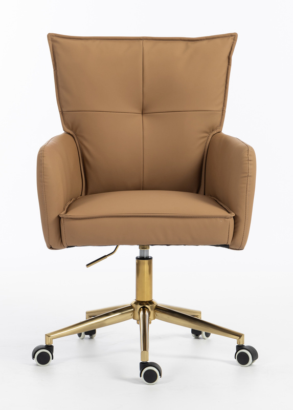 HR250K Karamell Színű Prémium Soft Műbőr Szék Arany Lábbal