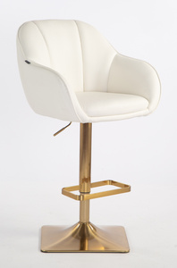 HR2055KW Fehér Modern Műbőr Szék Aany lábbal