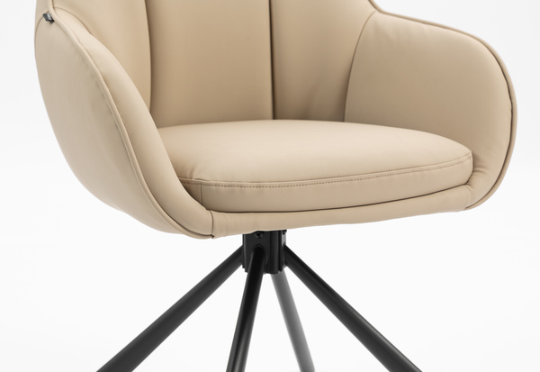 HR2055 CSILLAGLÁB Krémszínű Modern Műbőr Szék Fekete lábbal