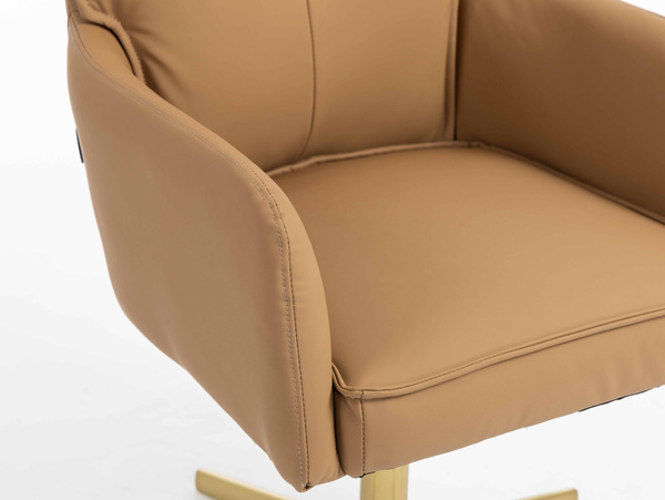 HR250CROSS Karamell Színű Prémium Soft Műbőr Szék Arany Lábbal